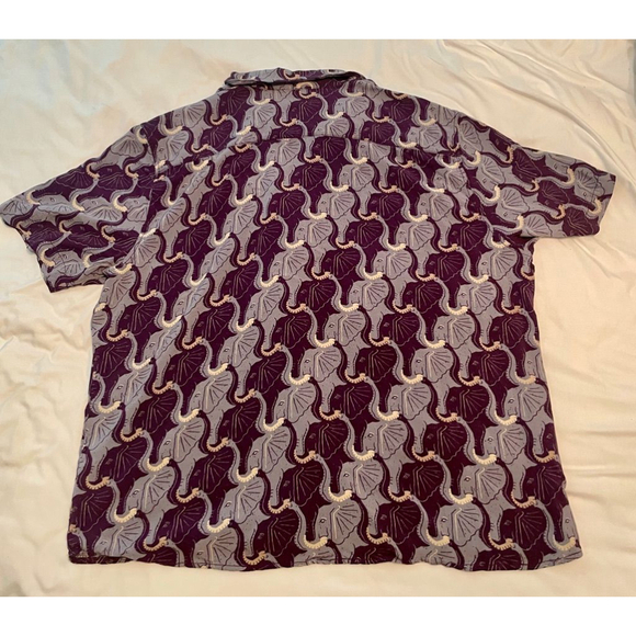 Men's Earthbound Trading Co. Shirt XL Purple Gray Elephant Button Down - Picture 4 of 6